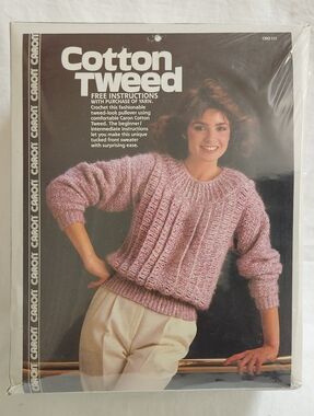 Vintage Caron Cotton Tweed Sweater Crochet Craft Kit